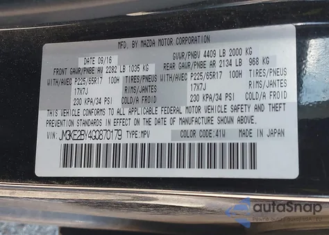 2016 Mazda Cx-5 Sport from USA, damaged, VIN JM3KE2BY4G0870179